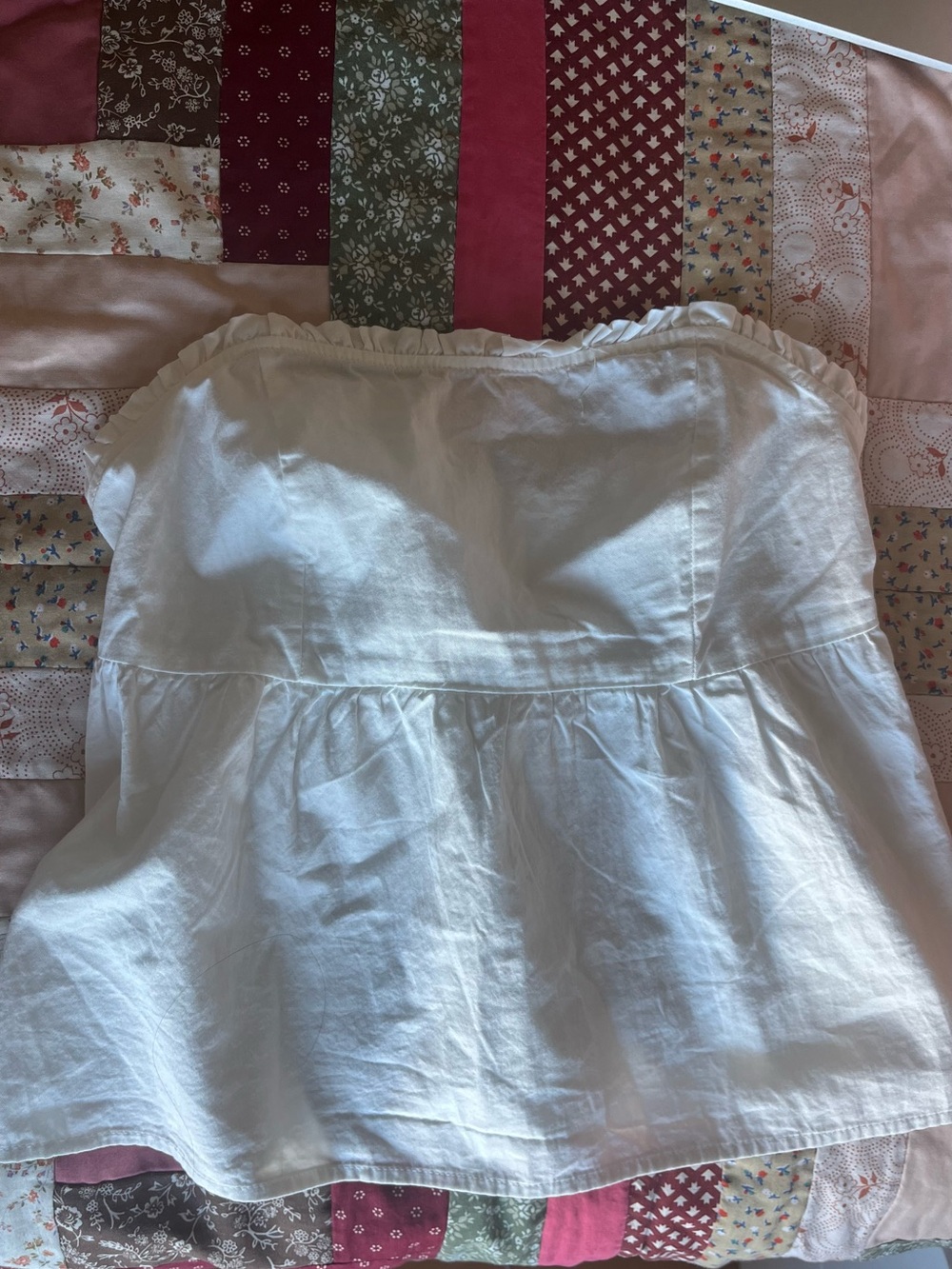 Brandy Melville - White Strapless Peplum Top